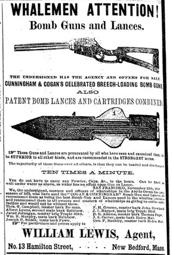 Whaling Gun Ad from 1887 - www.WhalingCity.net