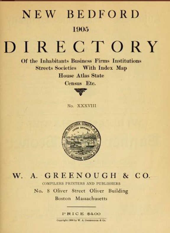 1905 New BEdford, Massachusetts Directory - www.WhalingCity.net 
