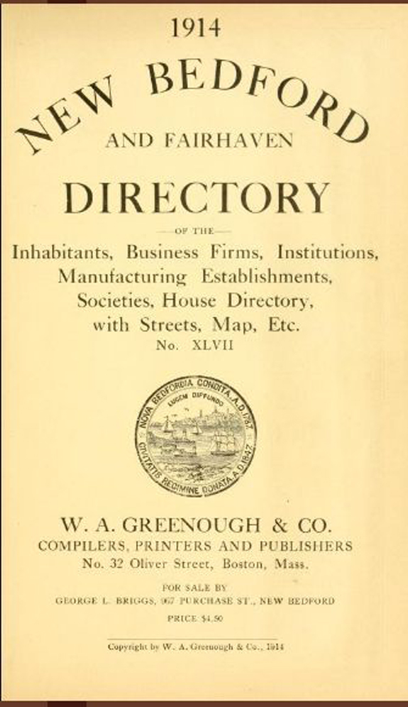 1914 New Bedford, Massachusetts Directory - www.WhalingCity.net
