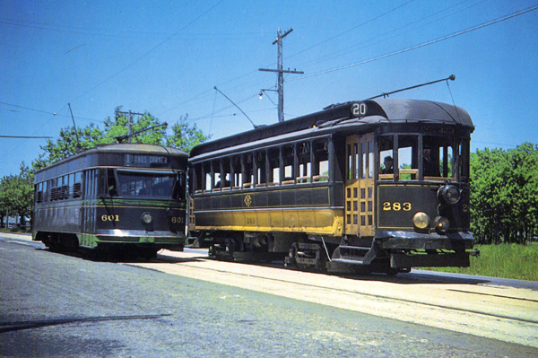 Union Street Railway Trolleys 601 and 283 June  1940 - www.Whal;ingCity.net