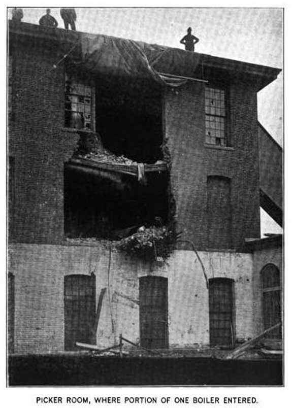 New BEdford - Acushnet Mills Explosion Picker room 1897 www.WhalingCity.net