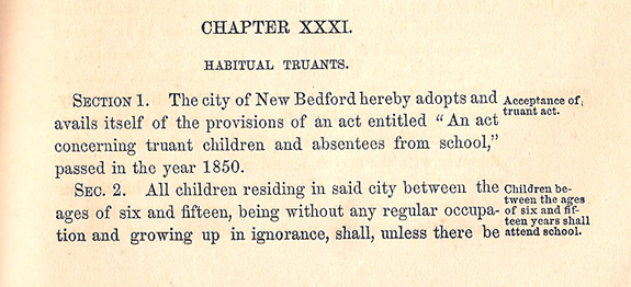 1860 Orinances - New Bedford Truancy section 1 - www.WhalingCity.net