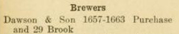 1916 New BEdford Directory listing for Dawson Brewery - www.WhalingCity.net