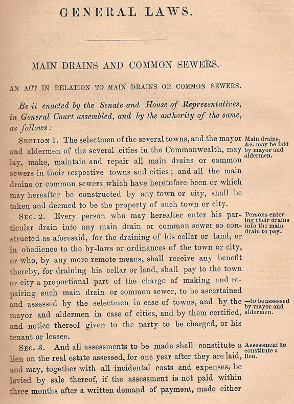 1860 New BEdford, Ma. Ordinances - Main Drains and Common Sewers - www.WhalingCity.net