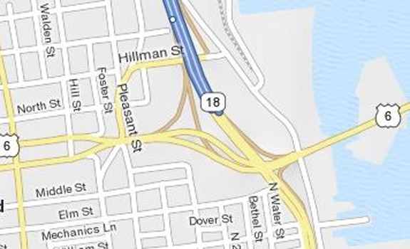 Map of the Octopus intersection in New Bedford