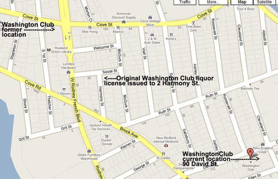 Washington social and musical Club Map - New Bedford, Ma. - www.WhalingCity.net